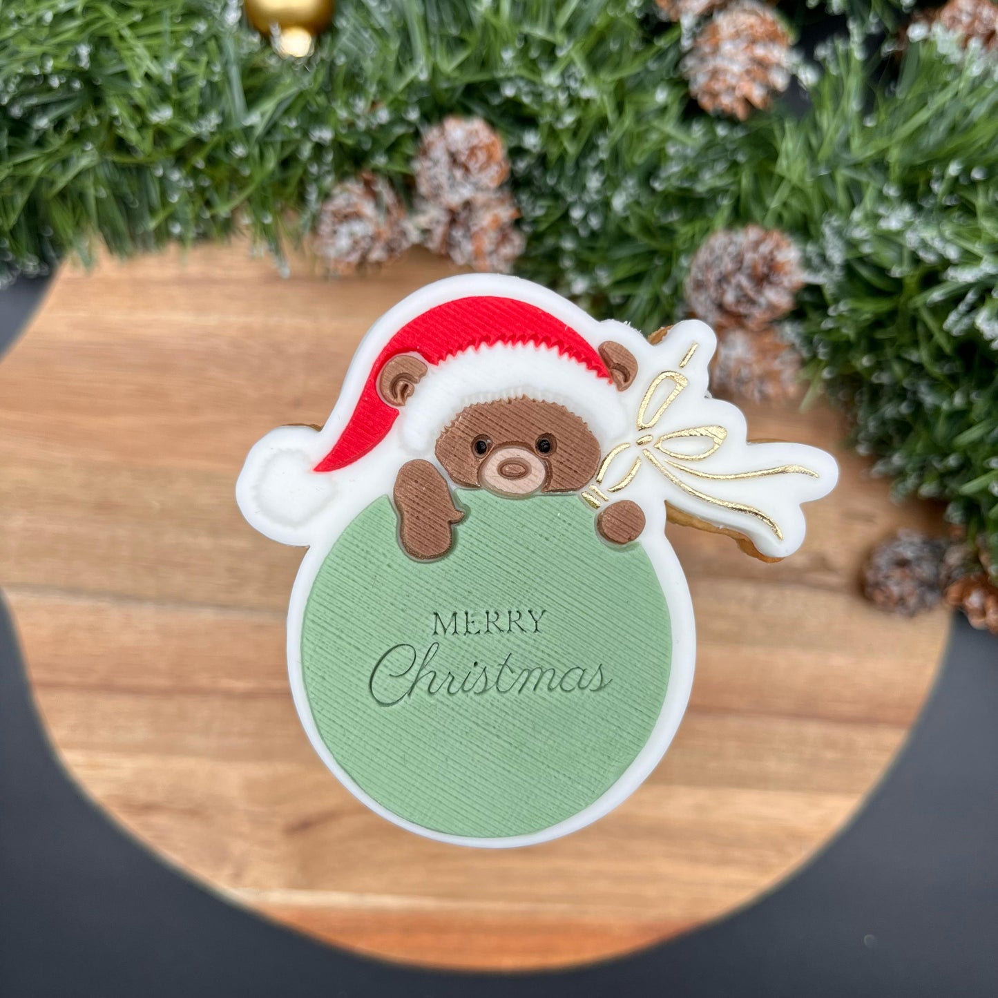 2023 CHRISTMAS - Christmas ball with hanging teddy bear