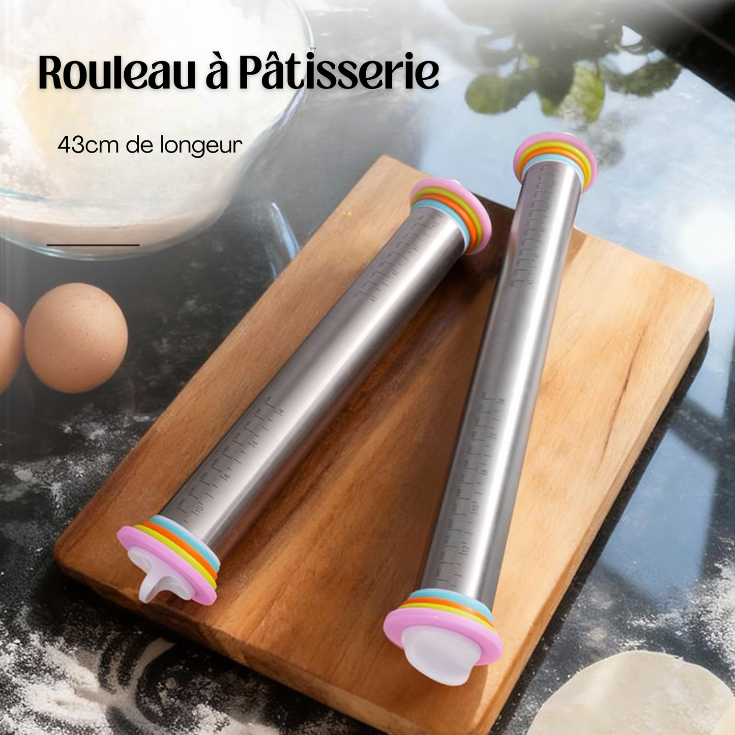 Rouleau à Pâtisserie en Inox 43cm